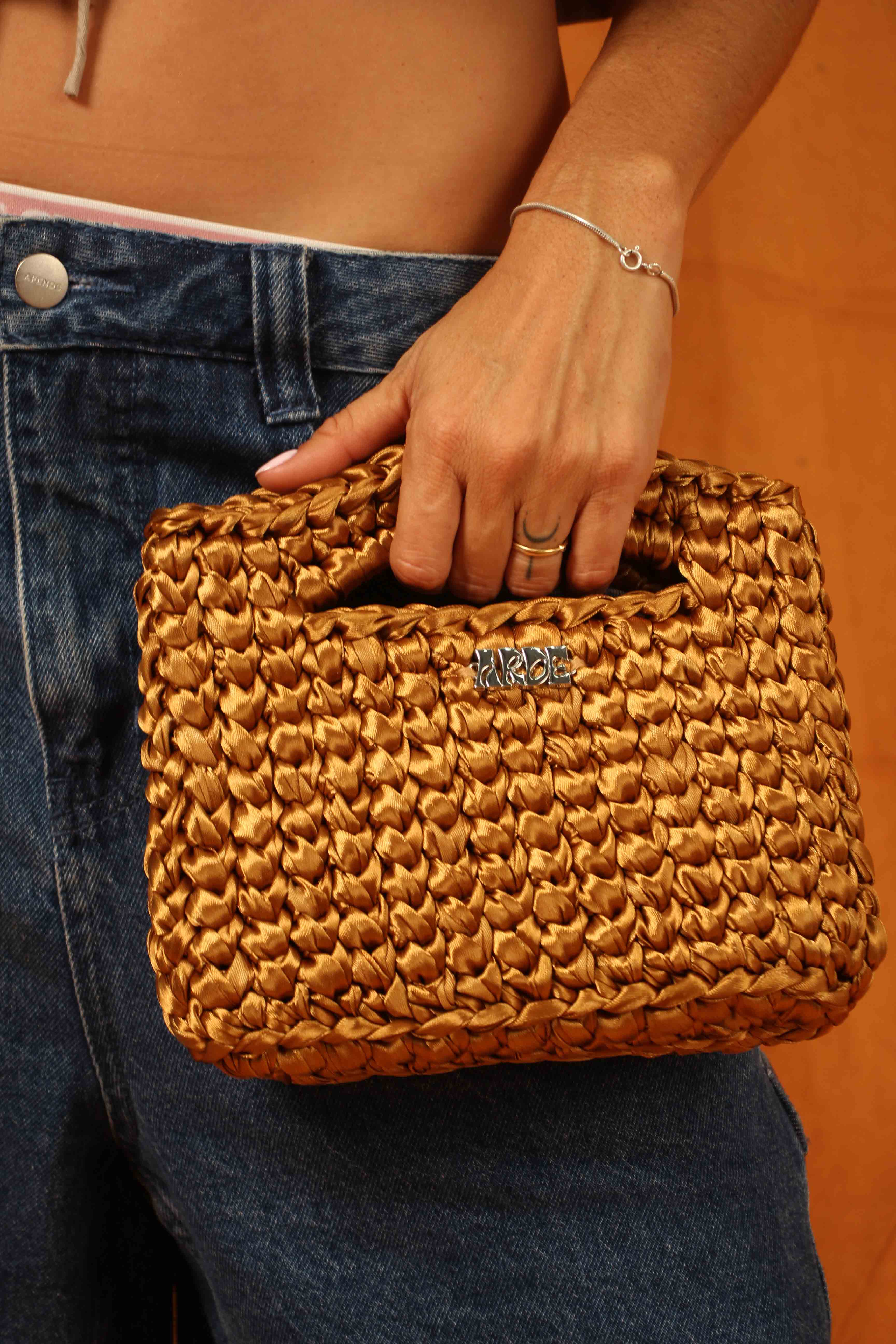 SATIN MINI BASKET - Dark Gold