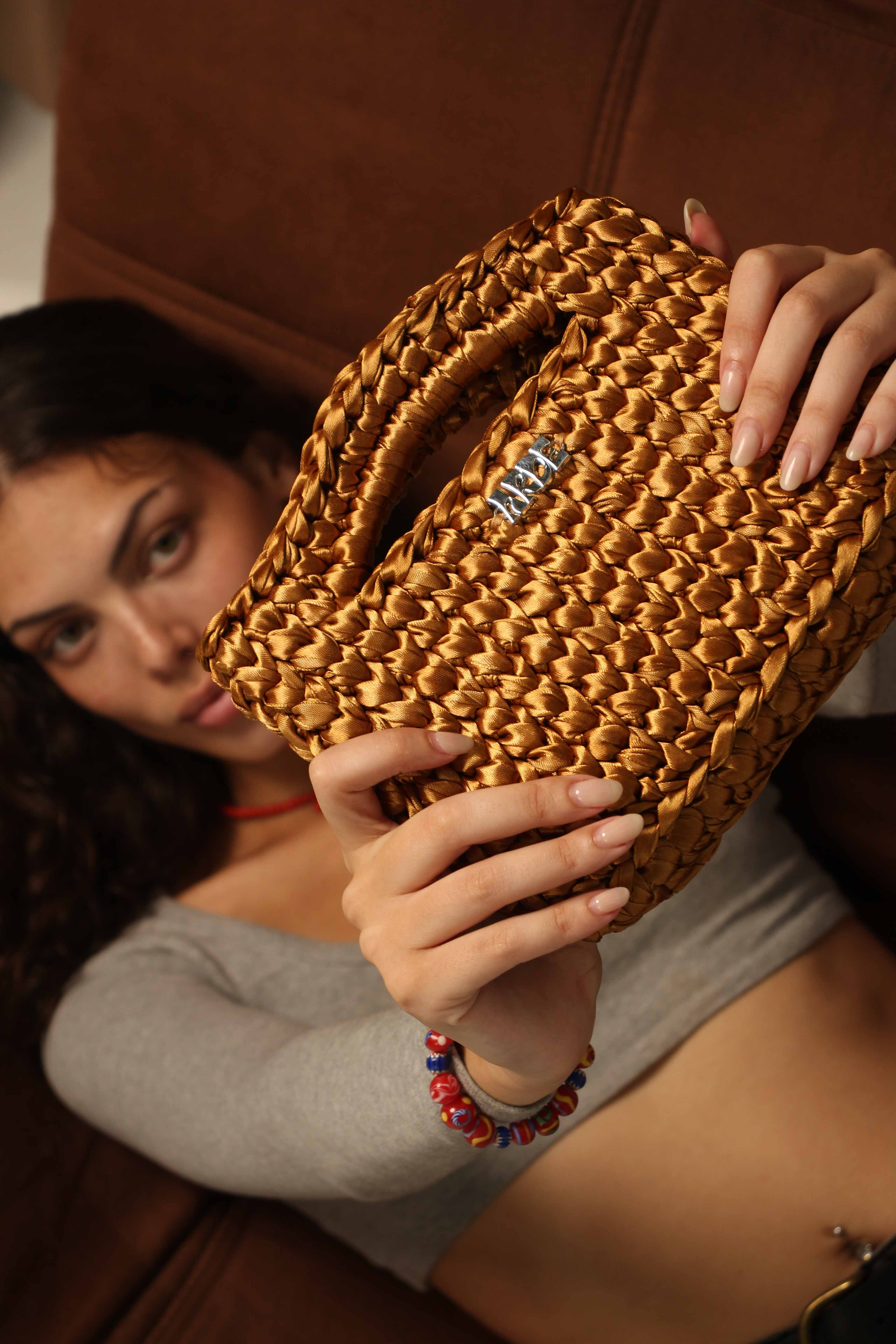 SATIN MINI BASKET - Dark Gold