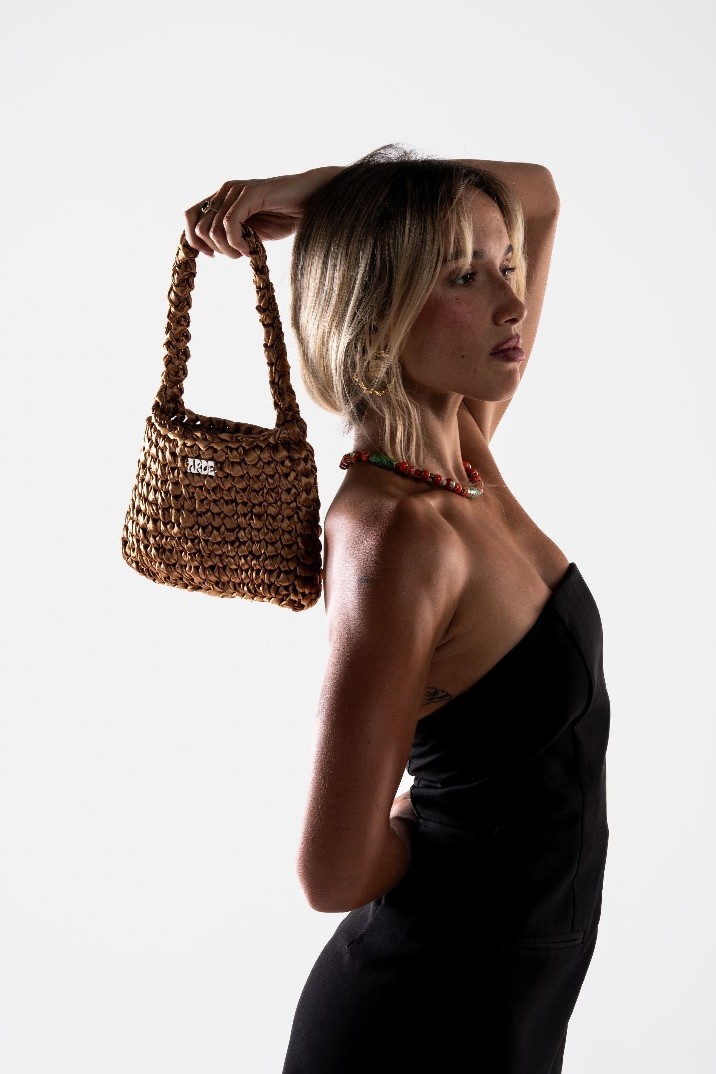 SATIN SHOULDER BAG - Dark Gold