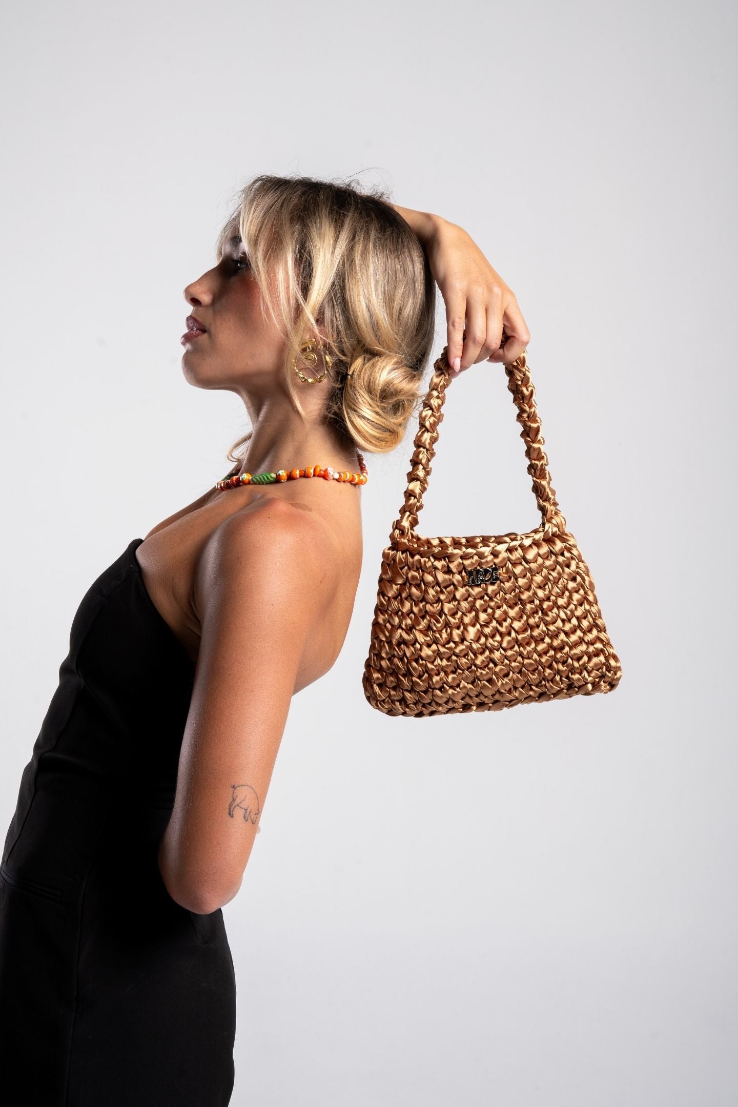 SATIN SHOULDER BAG - Dark Gold