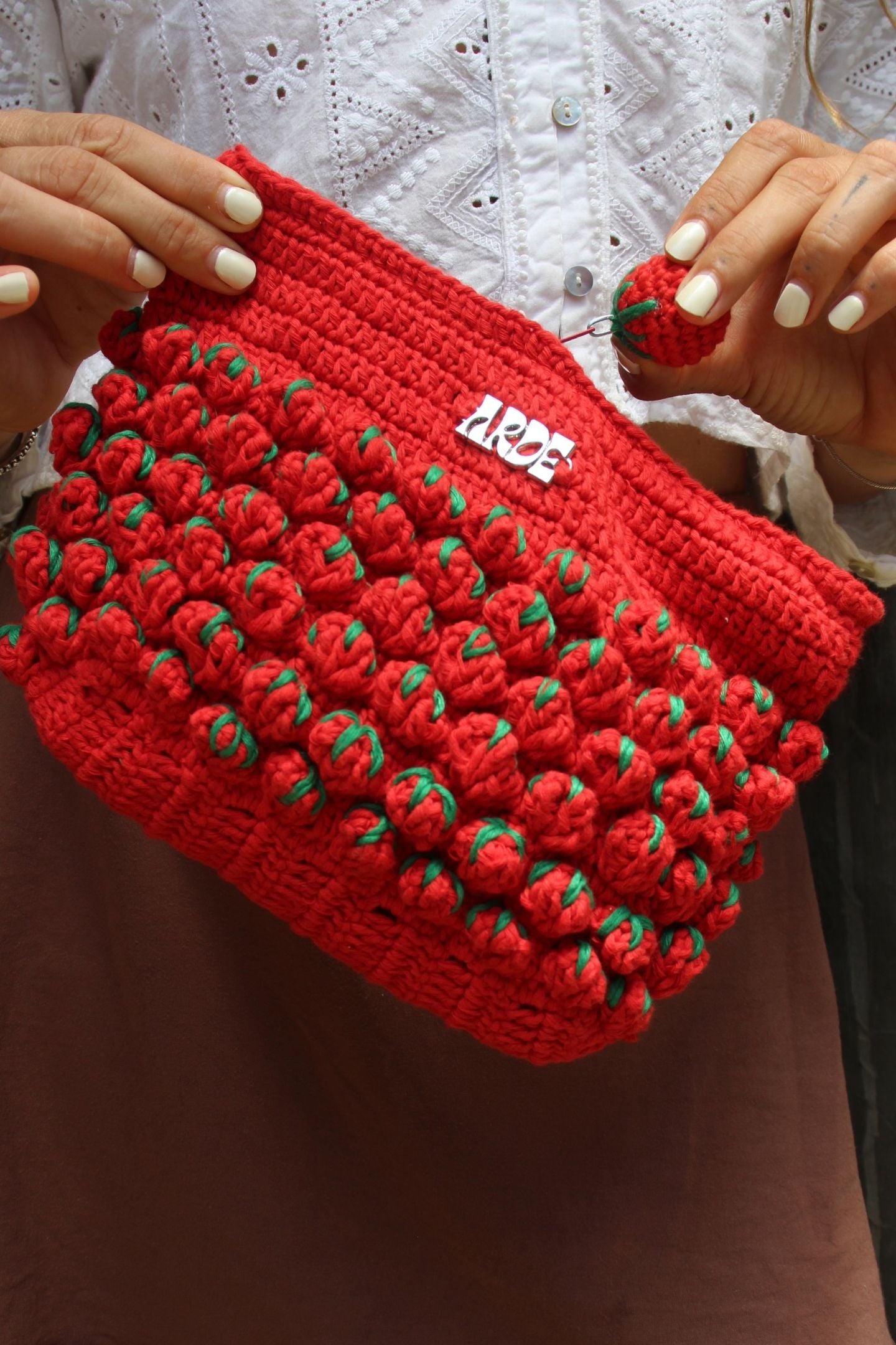 Tomato Zip Pouch - Green Polka Dot