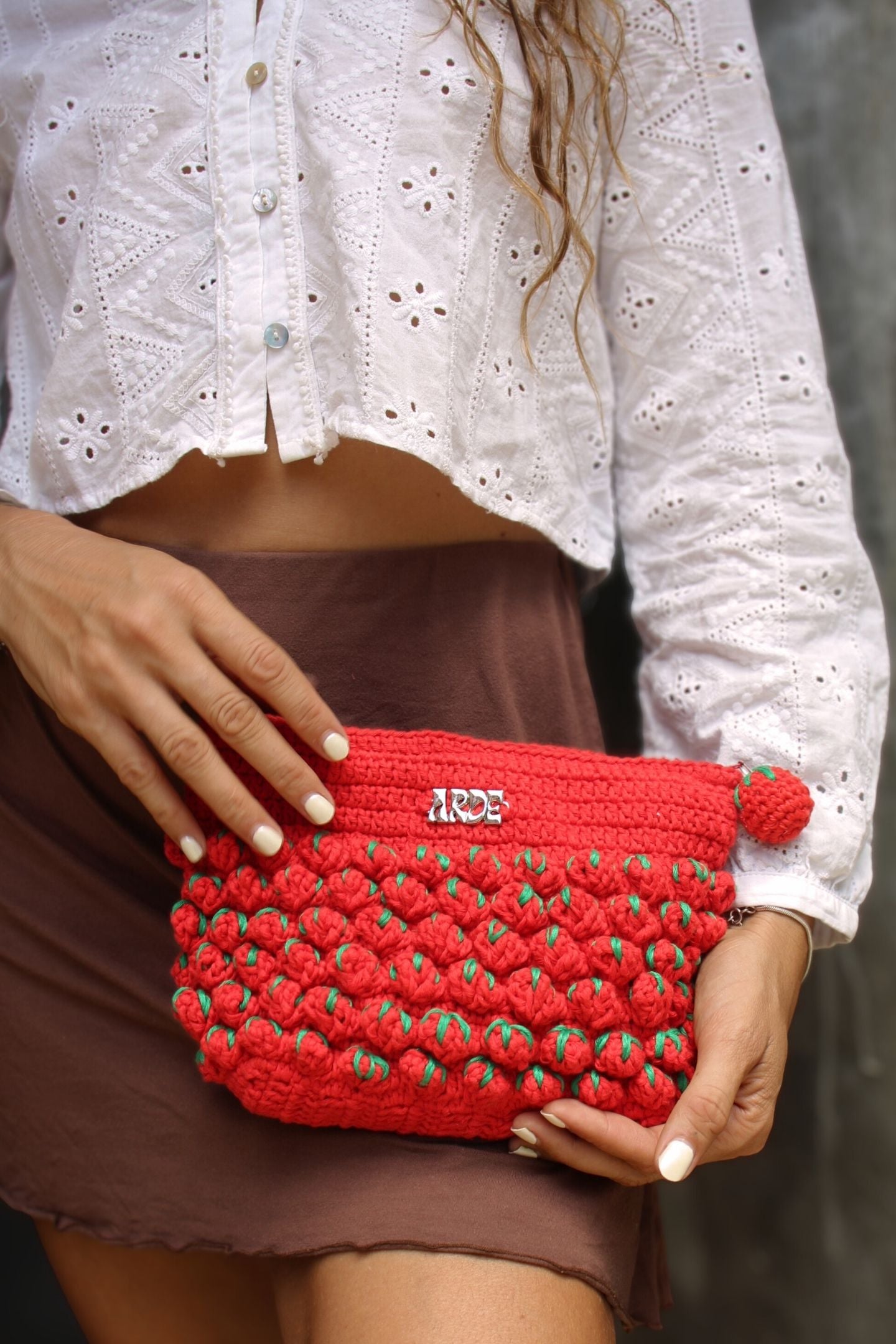 Tomato Zip Pouch - Green Polka Dot