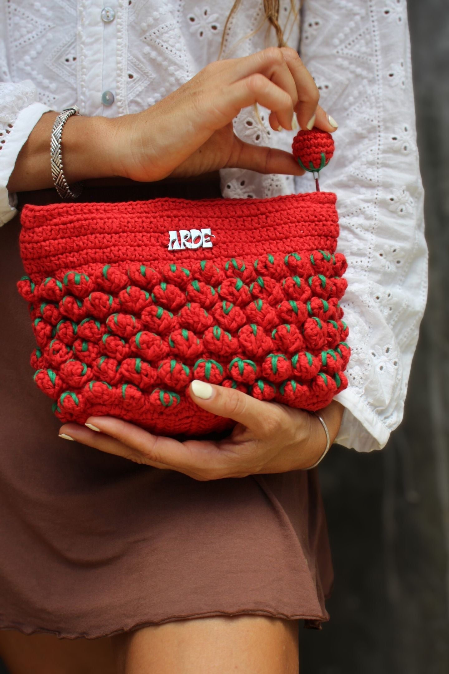 Tomato Zip Pouch - Green Polka Dot