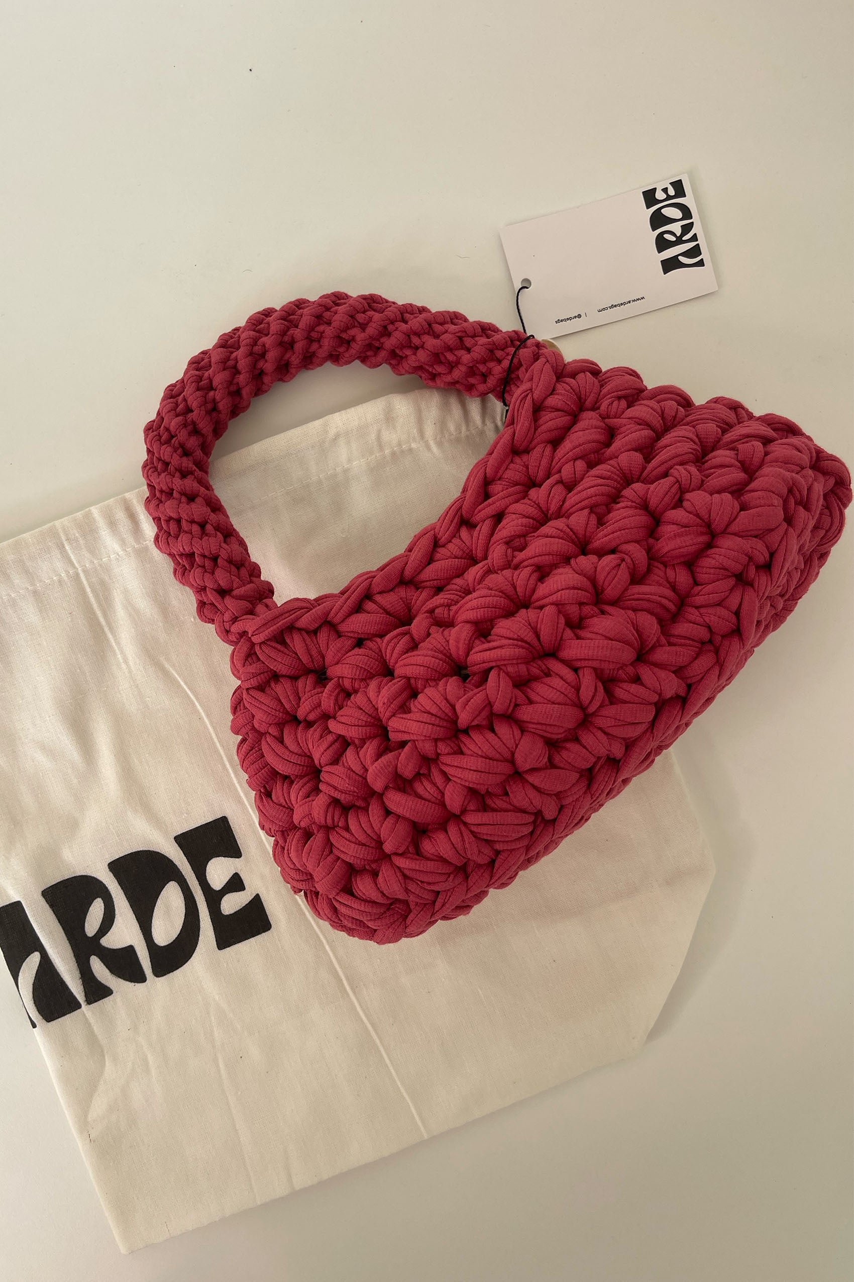 Red Volcan Design Bag With Dust Bag And Branding From Arde Bags