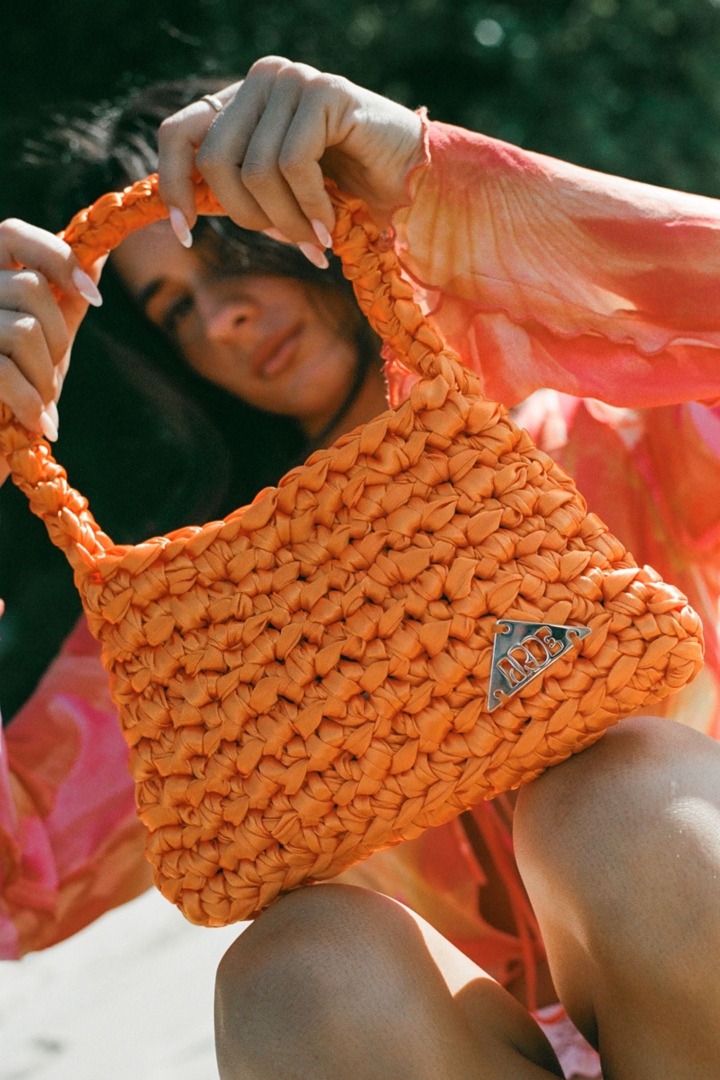 SATIN SHOULDER BAG - Vibrant Orange