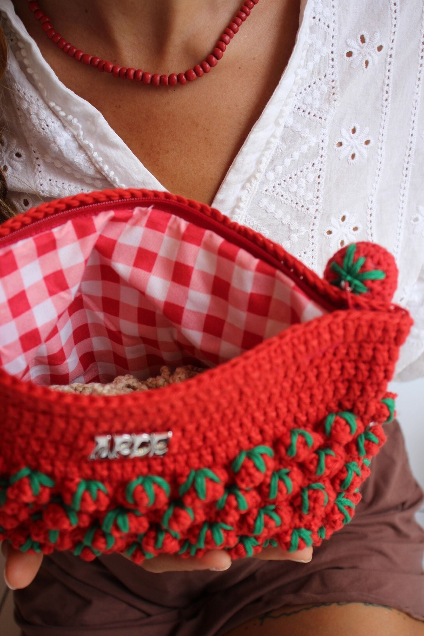 Tomato Zip Pouch - Red Gingham