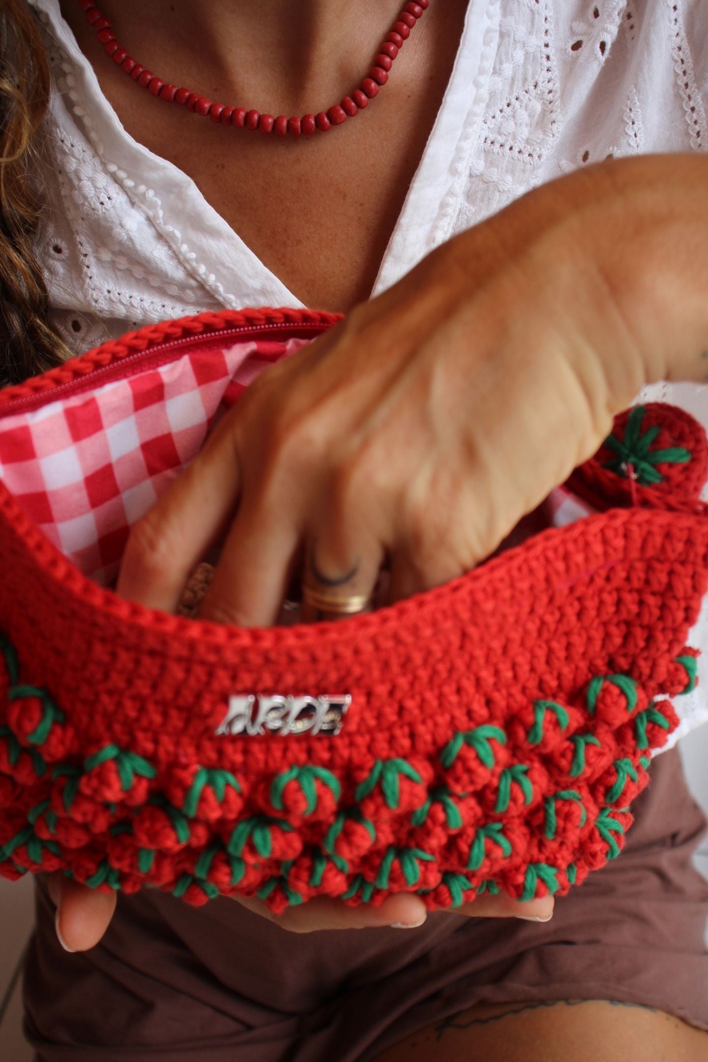 Tomato Zip Pouch - Red Gingham