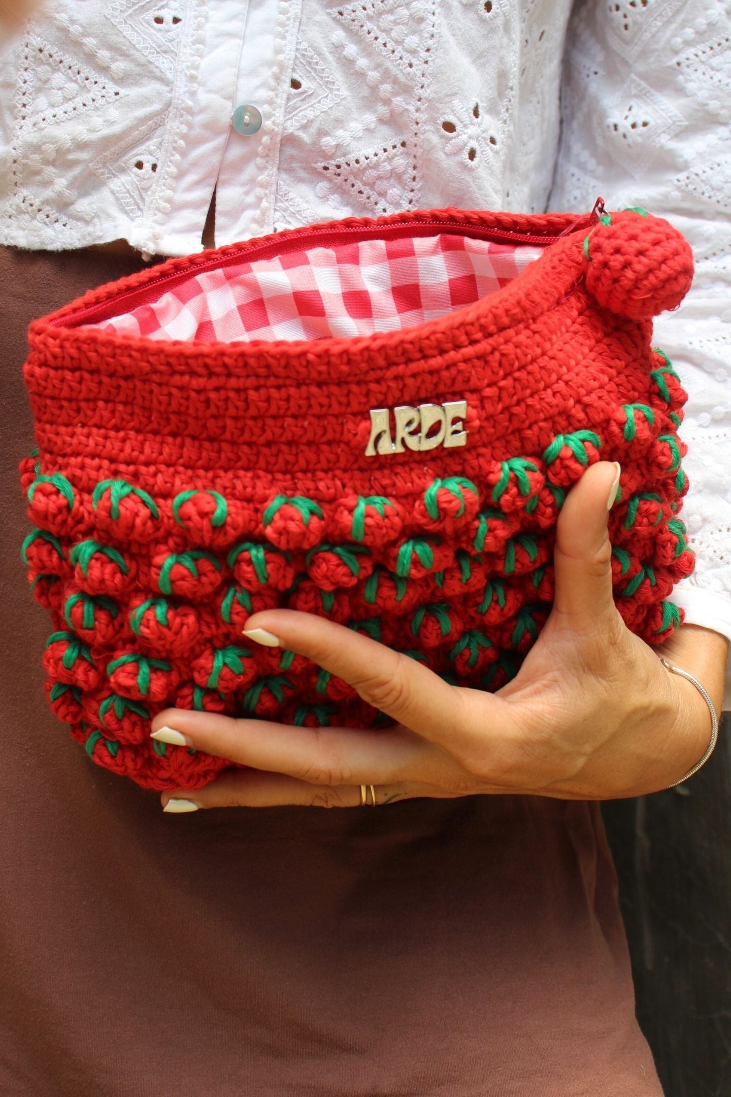 Tomato Zip Pouch - Red Gingham