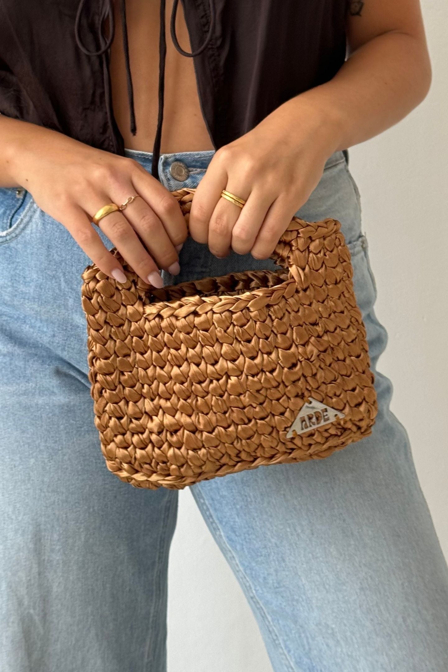 SATIN MINI BASKET - Dark Gold