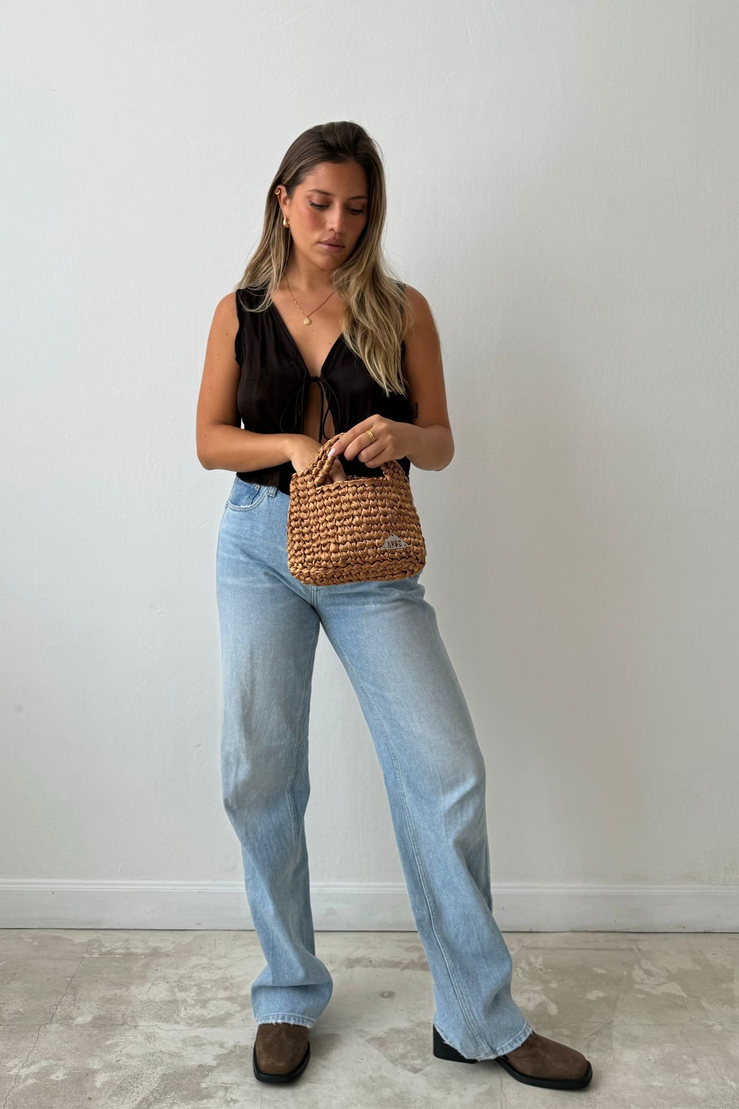 SATIN MINI BASKET - Dark Gold