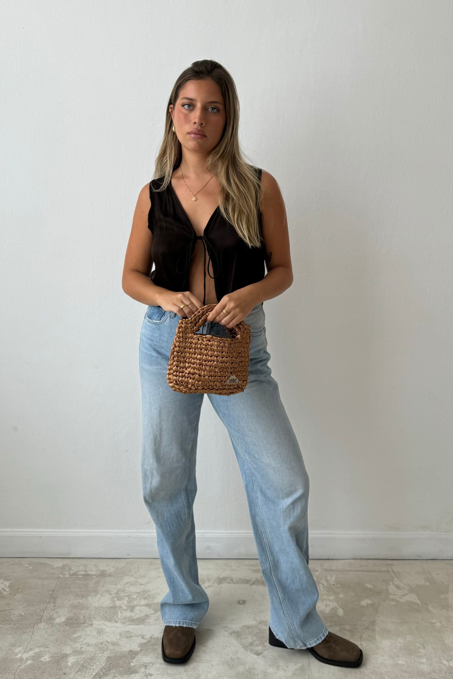 SATIN MINI BASKET - Dark Gold