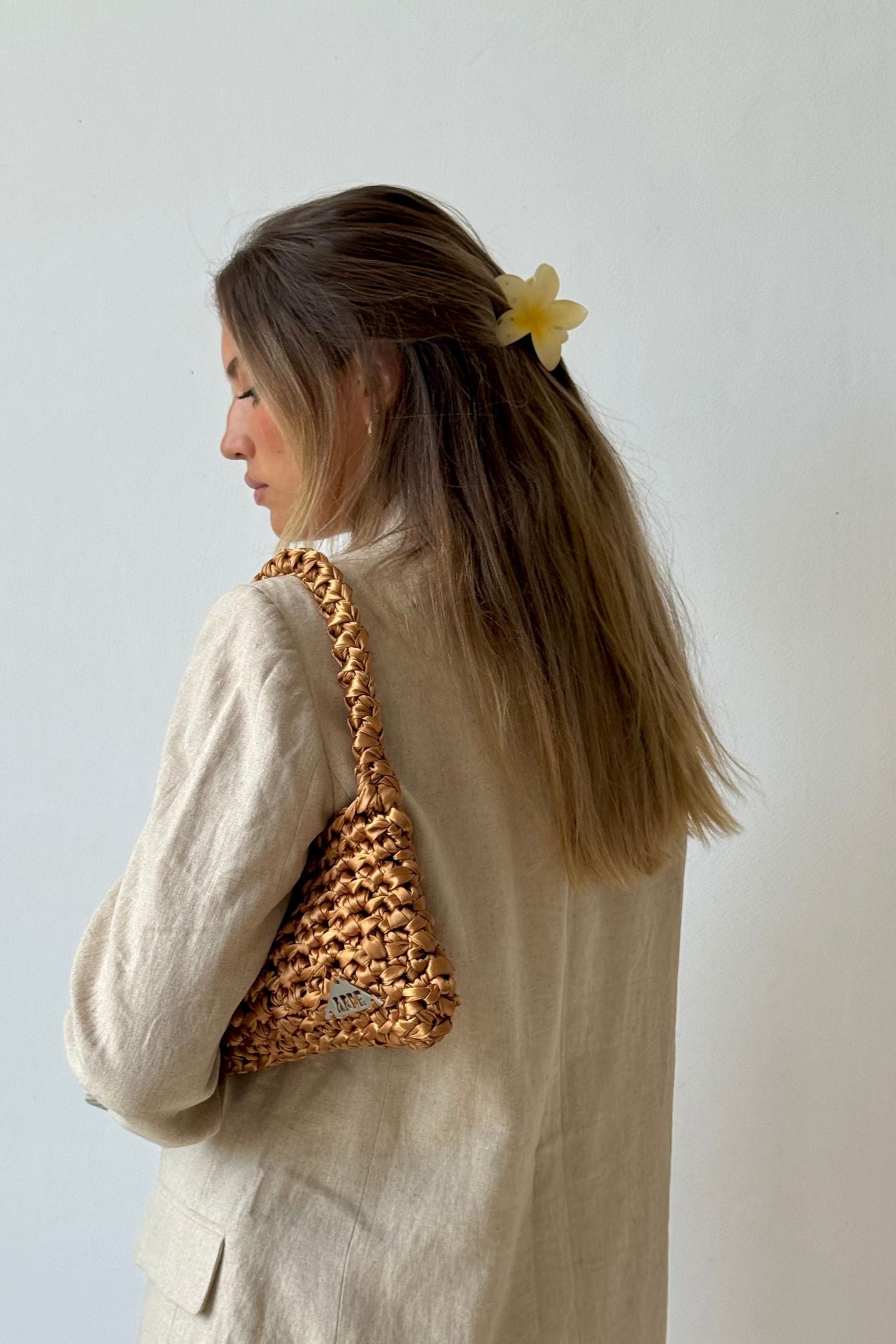 SATIN SHOULDER BAG - Dark Gold