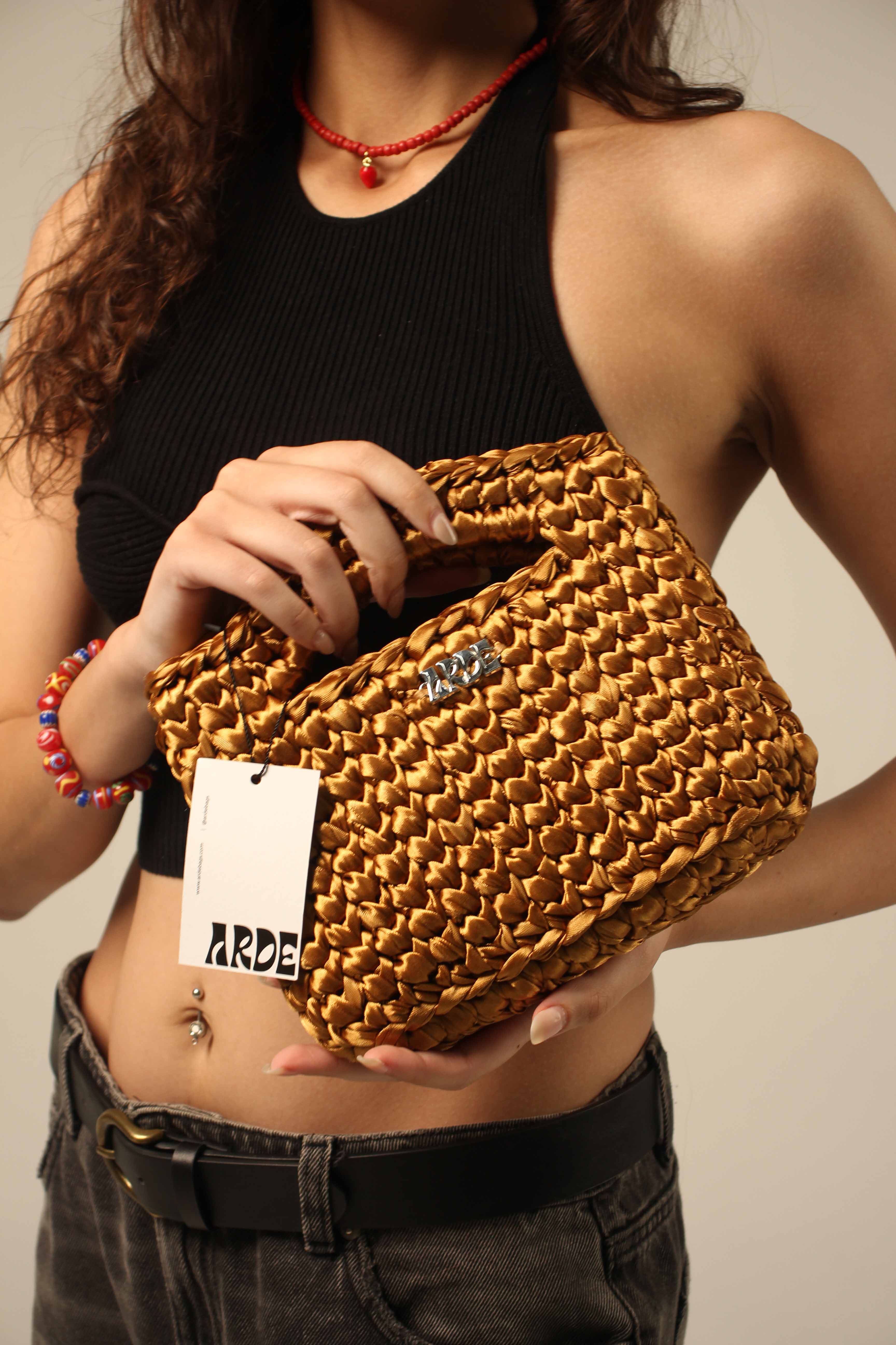 SATIN MINI BASKET - Dark Gold