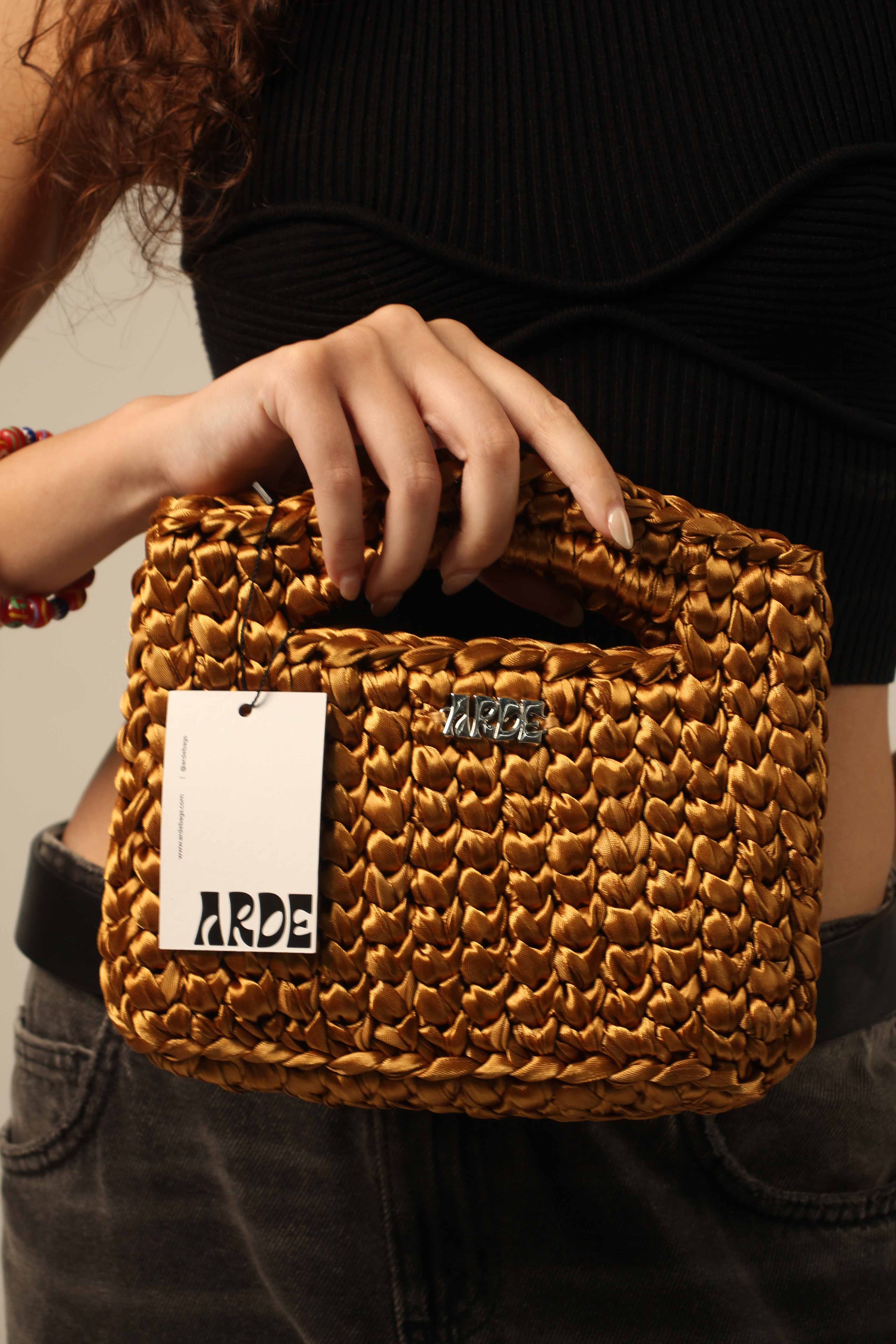 SATIN MINI BASKET - Dark Gold