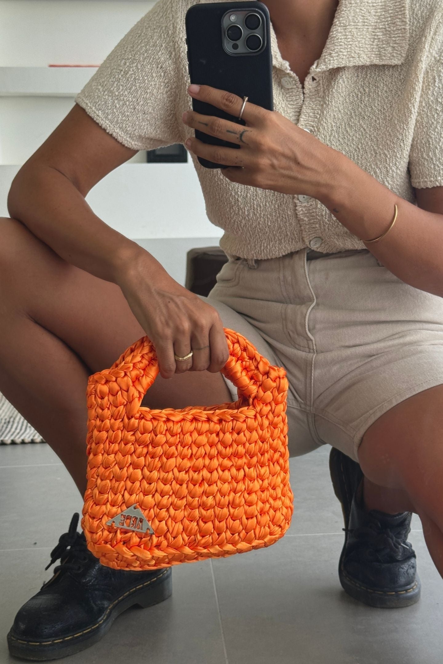 SATIN MINI BASKET - Vibrant Orange