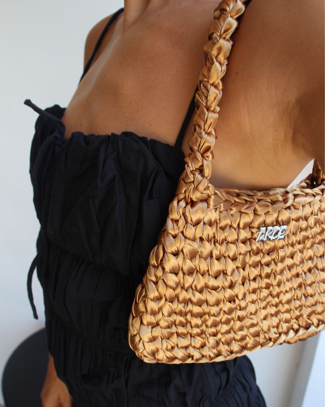 SATIN SHOULDER BAG - Dark Gold