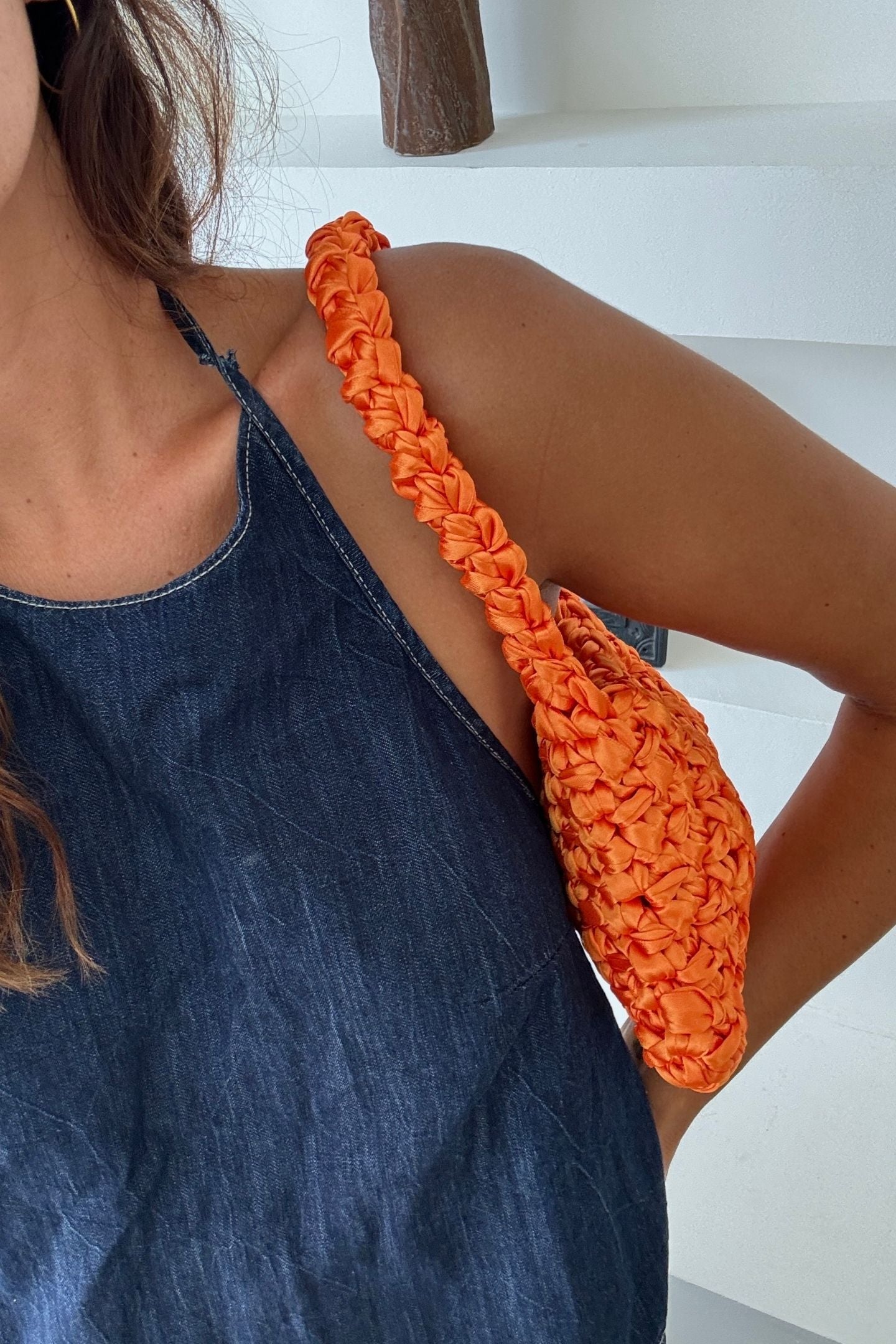 SATIN SHOULDER BAG - Vibrant Orange