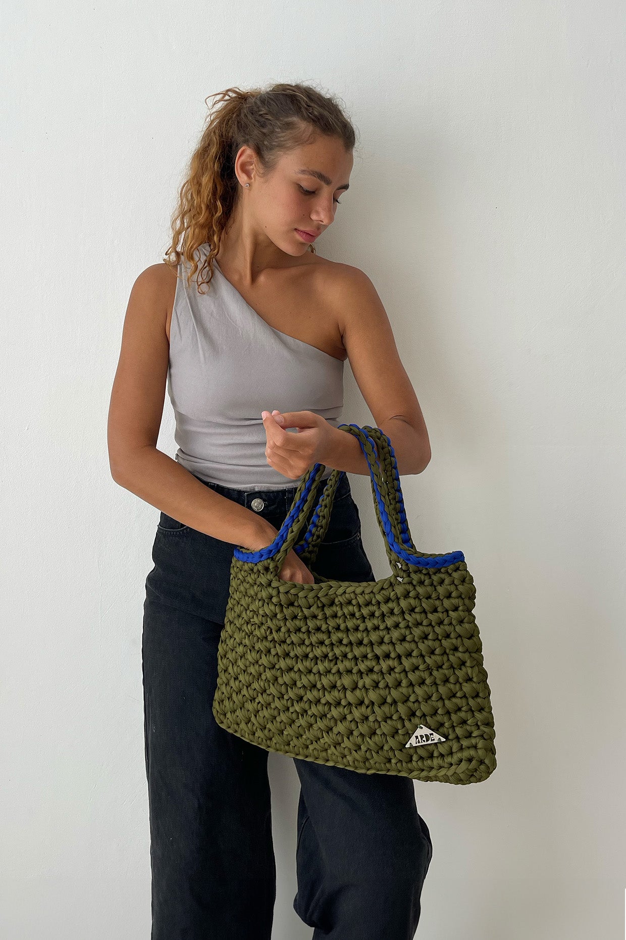 TOKYO TOTE BAG - Army Green & Electric Blue