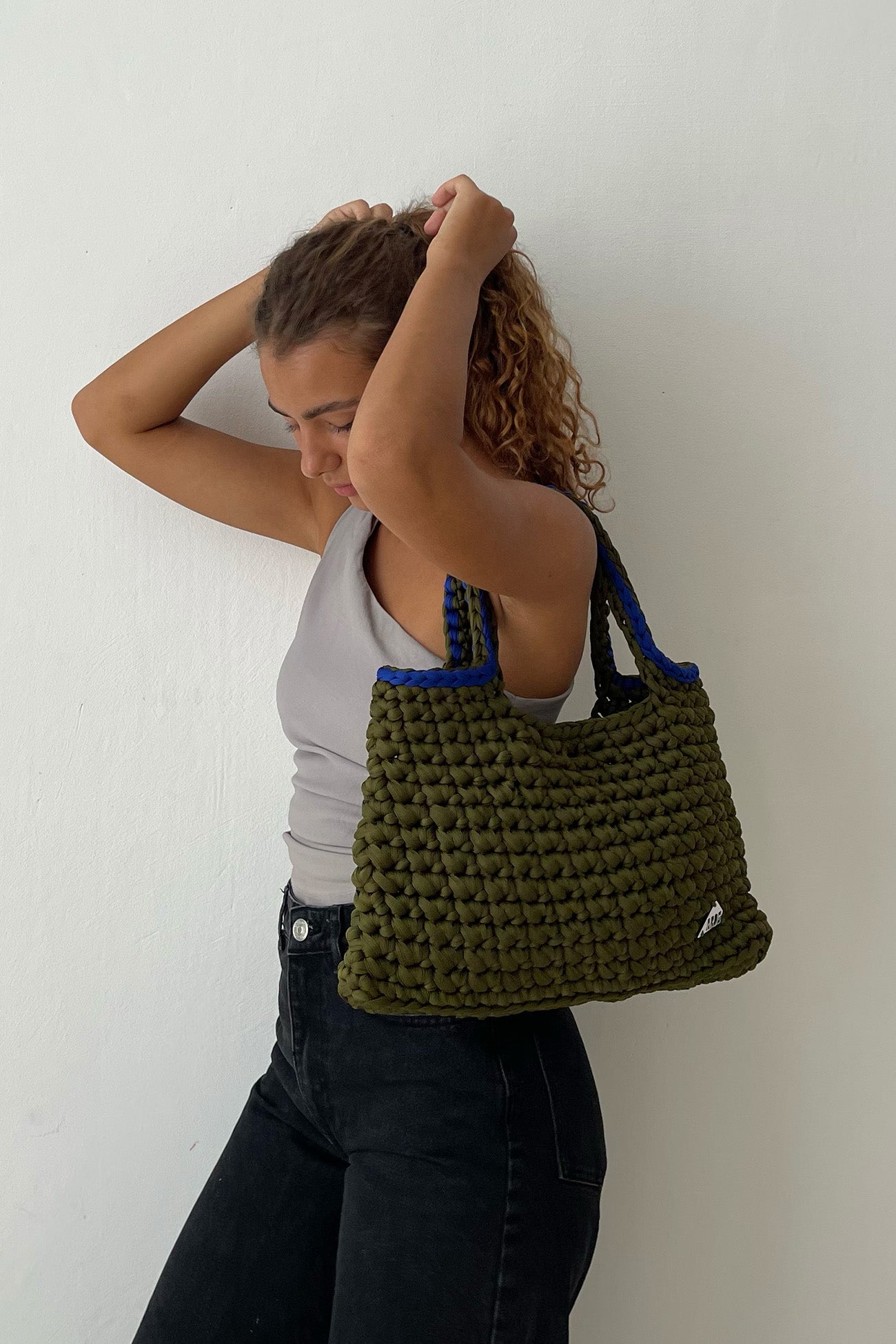 TOKYO TOTE BAG - Army Green & Electric Blue