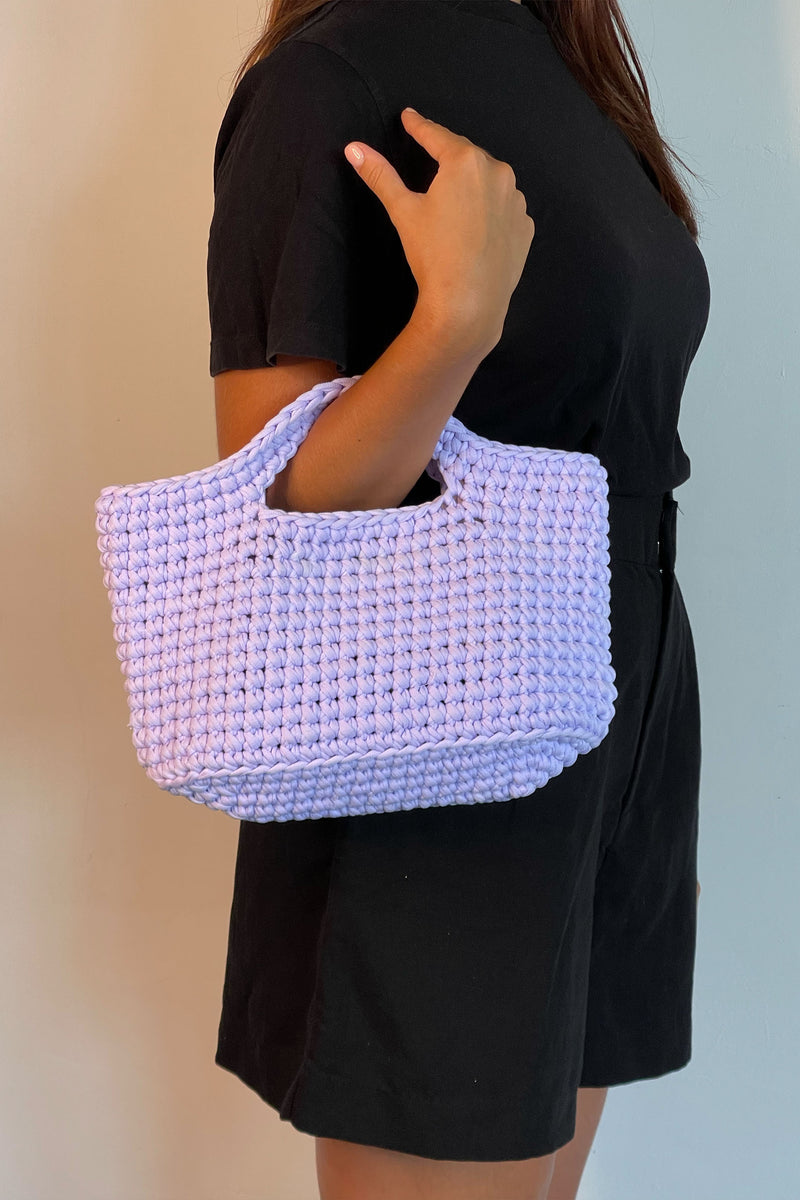 Lady Holding A Crochet Basket Lilac Made By Tyarn