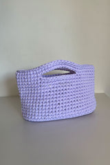 Handmade Chunky Yarn Crocheted Basket Lilac 