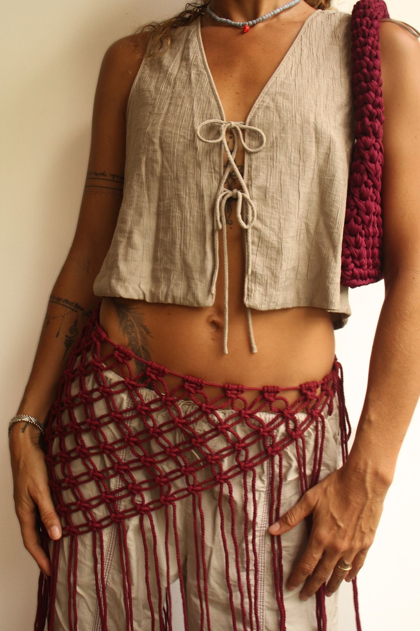 Knot Skirt - Maroon