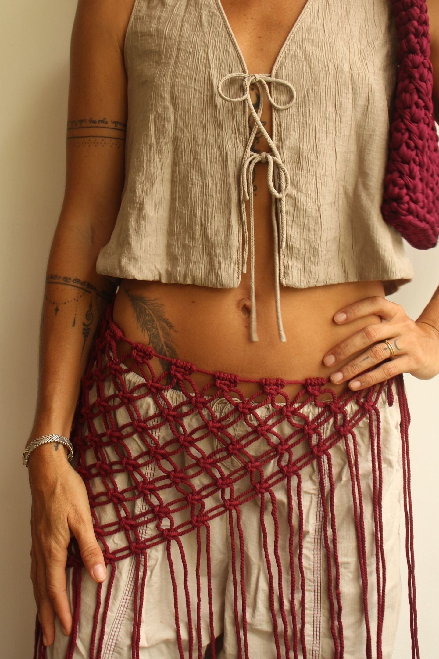 Knot Skirt - Maroon