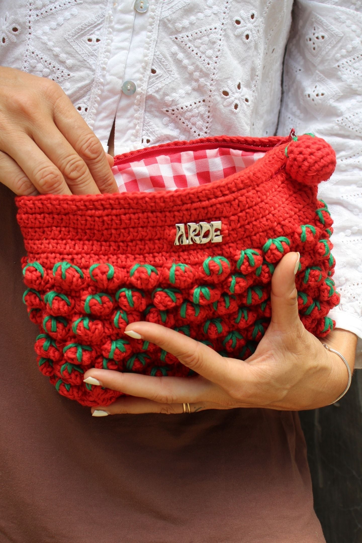 Tomato Zip Pouch - Red Gingham