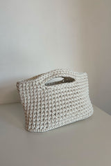 White Basket Made By Upcycled Tshirt Yarn 