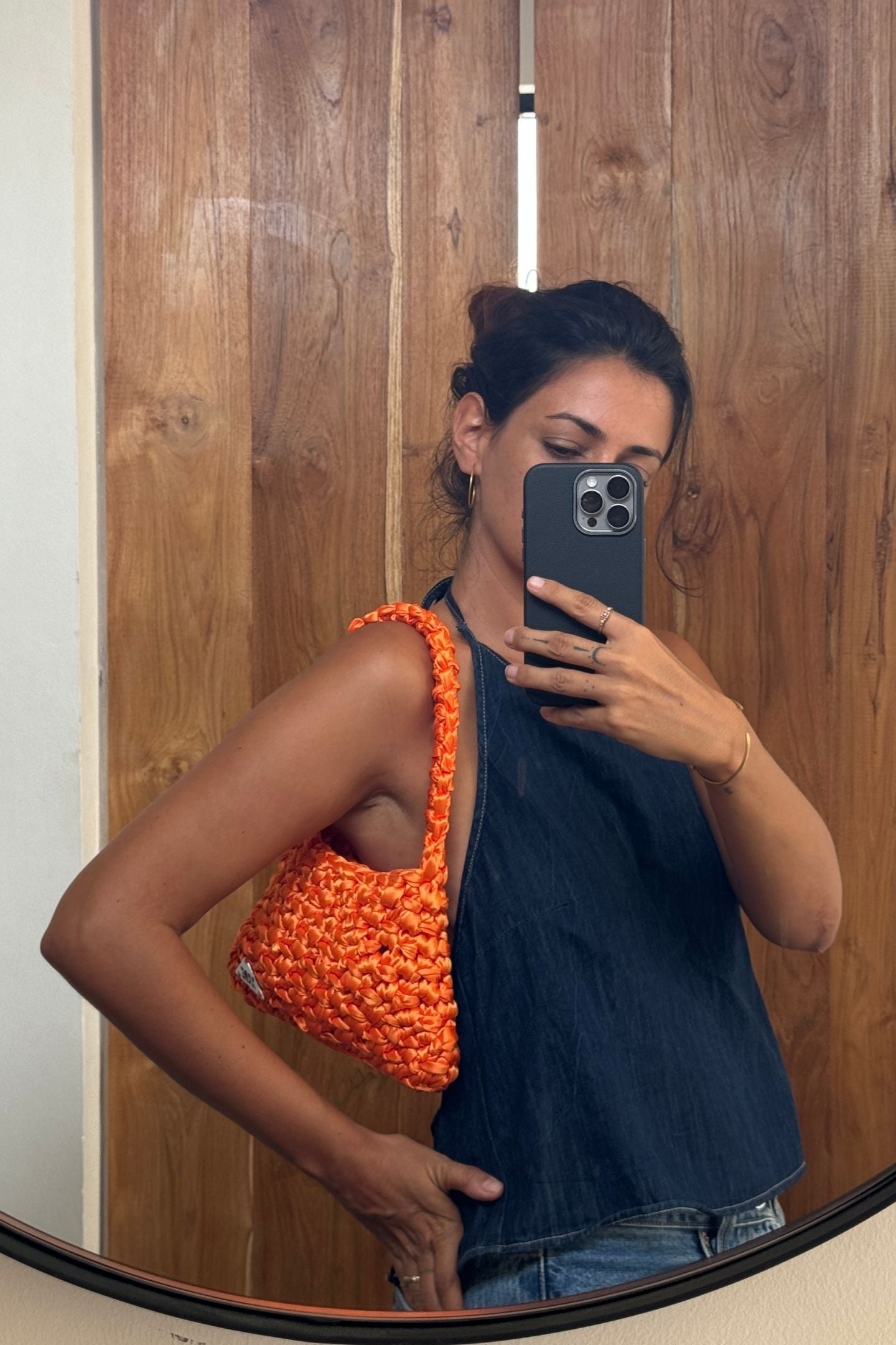 SATIN SHOULDER BAG - Vibrant Orange