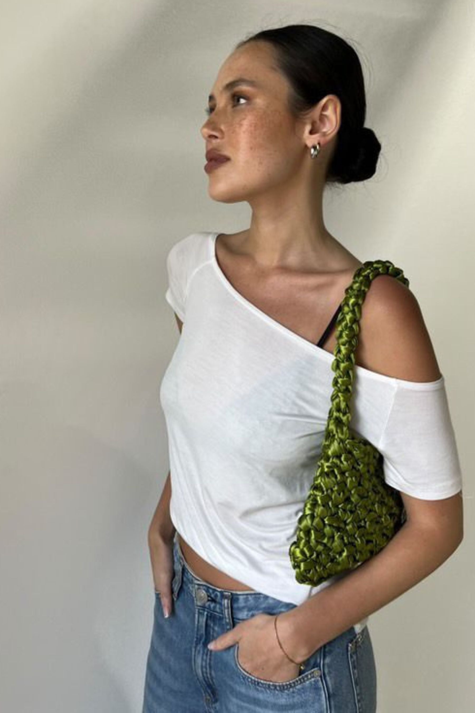 SATIN SHOULDER BAG - Spring Green